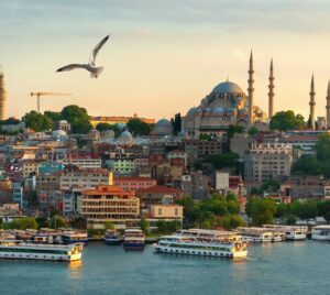 Sunset in Istanbul city