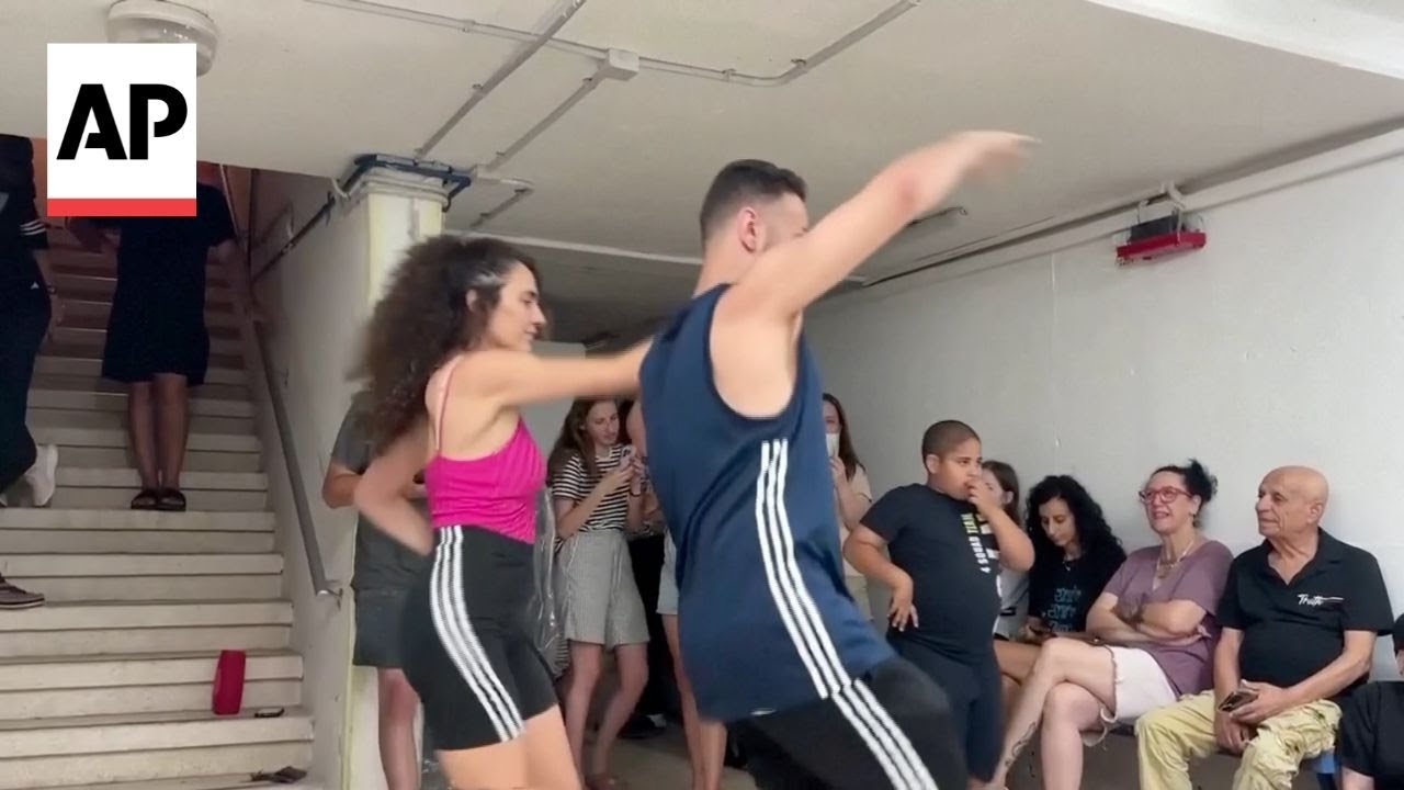 Salsa teachers dance in Tel Aviv shelter during Iran barrage to relieve tension