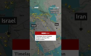 How Iran’s airspace closed after Israel attacks. #Israel #Iran #BBCNews