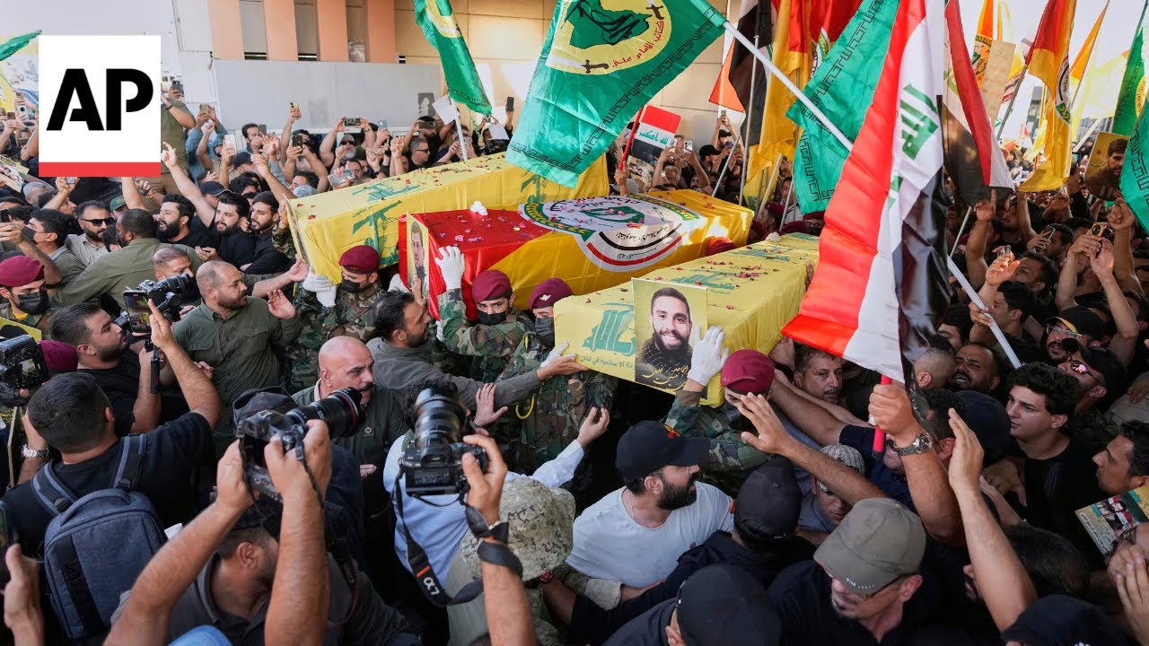 Public funeral held in Baghdad for militia fighters killed by Israeli airstrike in Iran