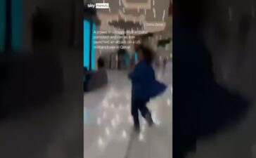 Crowd panics and runs as Iran attacks military base